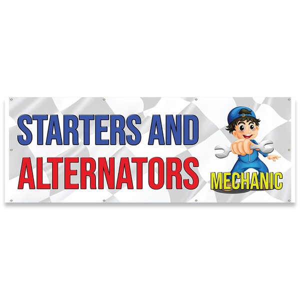 Starters And Alternators Mechanic Banner Concession Stand Food Truck Single Sided